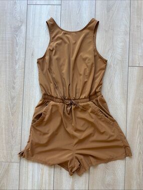 All In Motion - S - Sleeveless One-Piece Romper in Brown
